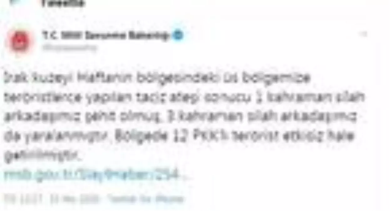 MSB: Irak'ın kuzeyinde 1 asker şehit oldu, 12 PKK'lı etkisiz hale getirildi