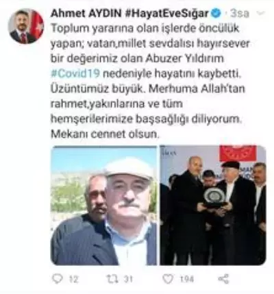 Bakan Soylu'dan Abuzer Yıldırım için başsağlığı mesajı Bakan Soylu'dan Abuzer Yıldırım için başsağlığı mesajı