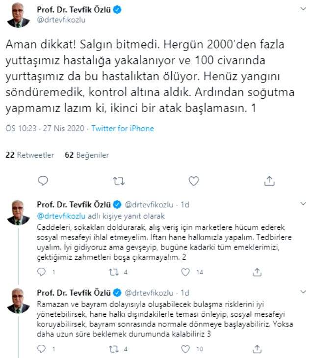 Bilim Kurulu Üyesi Prof. Dr. Tevfik Özlü'den koronavirüs uyarısı: Henüz yangını söndüremedik, kontrol altına aldık