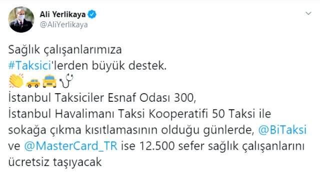Son Dakika: İstanbul'da sokağa çıkma yasağında taksiler sağlık çalışanlarını ücretsiz taşıyacak Son Dakika: İstanbul'da sokağa çıkma yasağında taksiler sağlık çalışanlarını ücretsiz taşıyacak