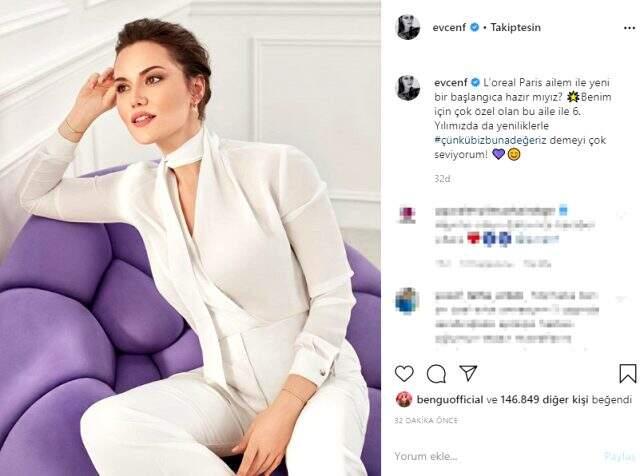 Instagram hesabından fotoğrafını paylaşan Fahriye Evcen'e beğeni yağdı