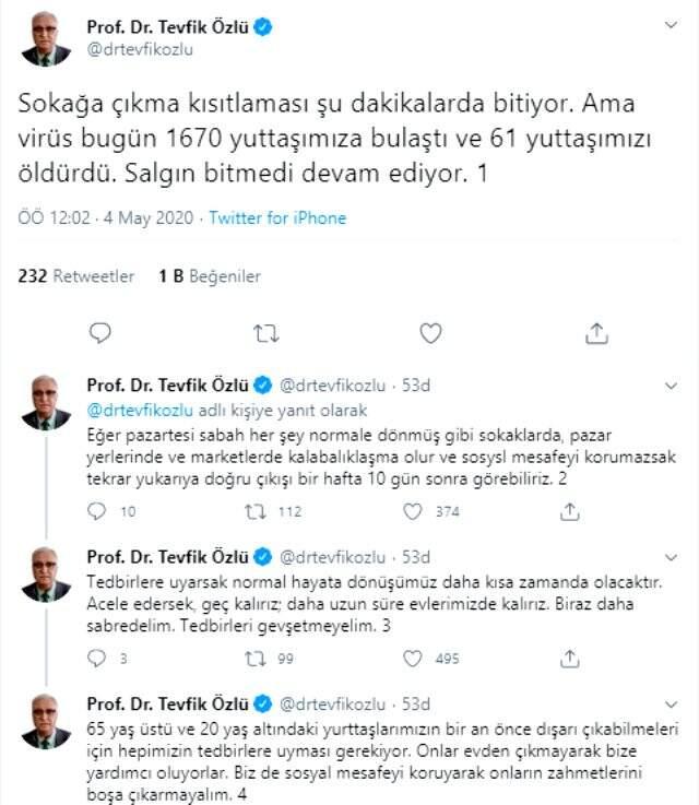 Bilim Kurulu Üyesi Prof. Dr. Tevfik Özlü'den vatandaşlara 'Pazartesi' uyarısı: Salgın bitmedi devam ediyor