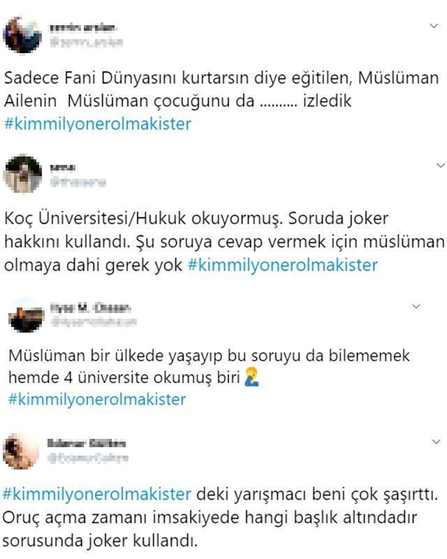 Kim Milyoner Olmak İster'de iftarın akşam ezanında yapıldığını bilmeyen yarışmacı tepki çekti