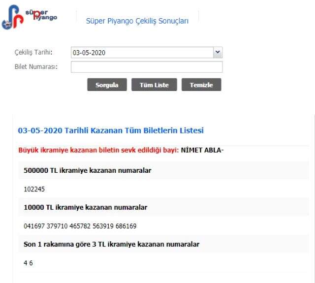 Süper Piyango sonuçları açıklandı! 3 Mayıs Pazar Süper Piyango çekilişi