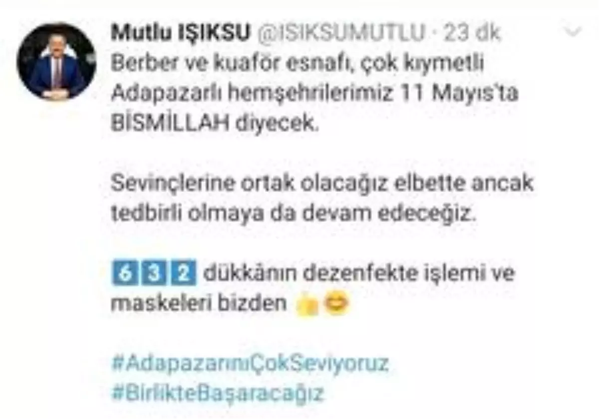 Başkan Işıksu berber ve kuaförlerin dezenfektesini yaptıracak