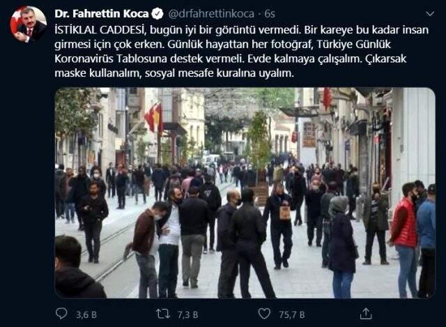 Sağlık Bakanı Fahrettin Koca, İstiklal Caddesi'ndeki kalabalığı eleştirdi: İyi bir görüntü vermedi Sağlık Bakanı Fahrettin Koca, İstiklal Caddesi'ndeki kalabalığı eleştirdi: İyi bir görüntü vermedi