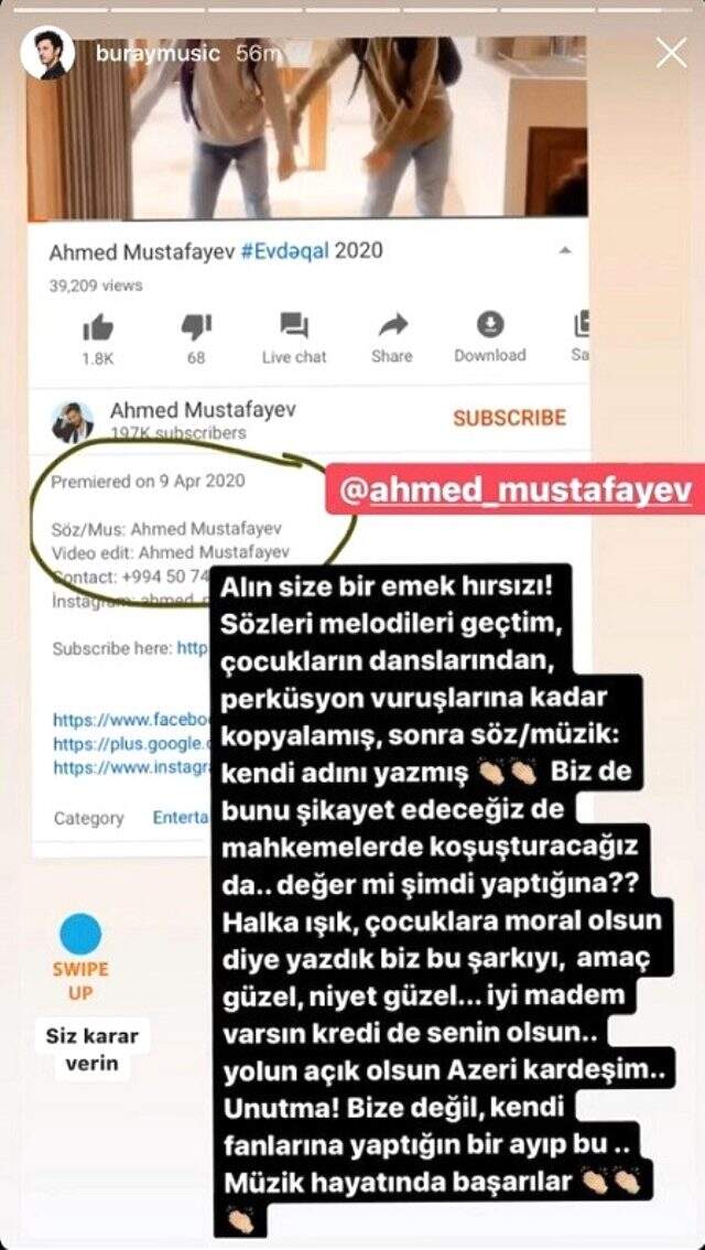 Buray şarkısını çalan Azeri popçuya sitem etti: Biz onu çocuklar için yapmıştık