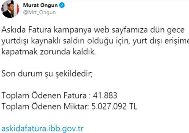 İBB'nin başlattığı Askıda Fatura uygulamasına siber saldırı gerçekleşti İBB'nin başlattığı Askıda Fatura uygulamasına siber saldırı gerçekleşti