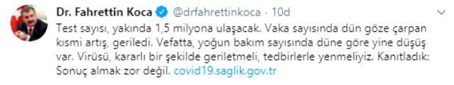 Sağlık Bakanı Fahrettin Koca, son koronavirüs verilerini yorumladı: Kısmi artış geriledi