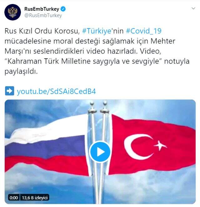 Rus Kızıl Ordu Korosu, Türkiye'nin koronavirüsle mücadelesine destek için evlerinde Mehter Marşı seslendirdi