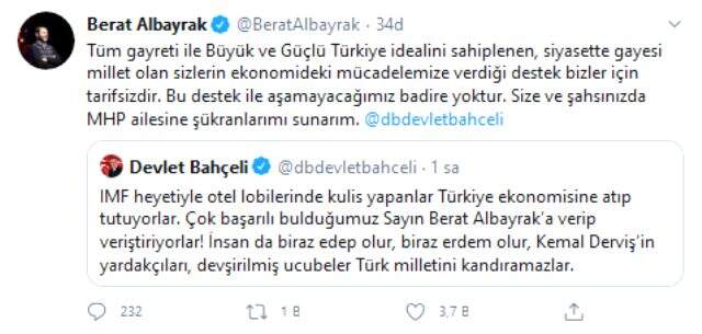 Bakan Albayrak'tan Bahçeli'ye teşekkür mesajı: Bu destek ile aşamayacağımız badire yok