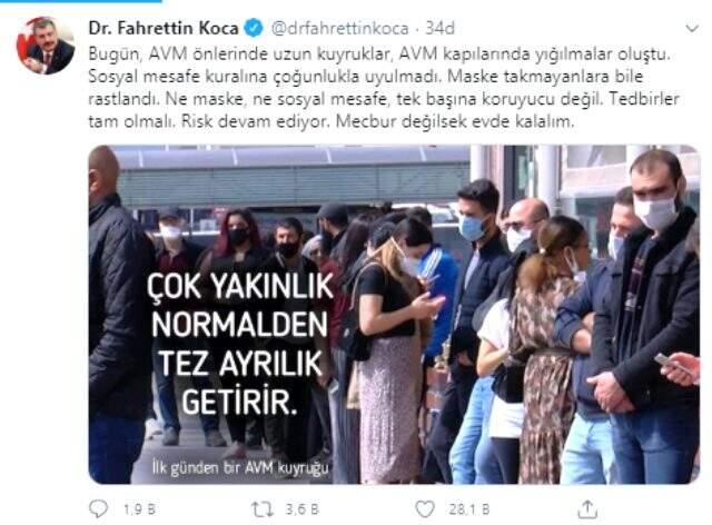 Son Dakika: Sağlık Bakanı Koca, AVM'lerde oluşan kalabalığı eleştirdi: Tedbirler tam olmalı, risk devam ediyor