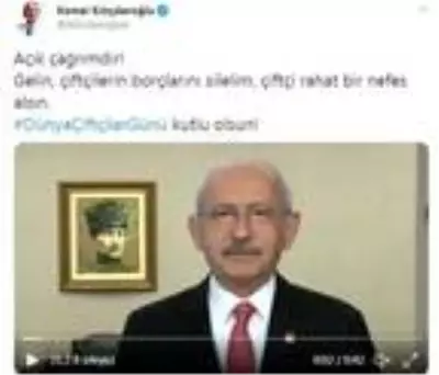 Kılıçdaroğlu: Parlamentoyu toplayalım, çiftçilerin bütün borçlarını silelim Kılıçdaroğlu: Parlamentoyu toplayalım, çiftçilerin bütün borçlarını silelim