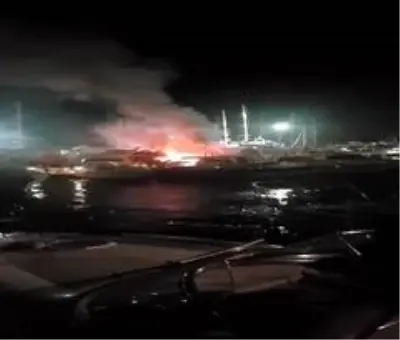 Marinadaki yatta çıkan yangın, lüks yatlara sıçramadan söndürüldü