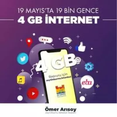 19 Mayıs'ta 19 bin gence ücretsiz internet