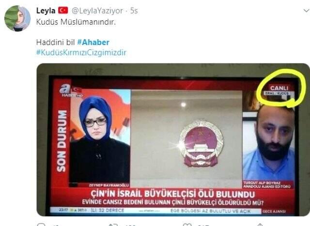 A Haber'de İsrail'in başkentinin Kudüs olarak gösterilmesi büyük tepki çekti A Haber'de İsrail'in başkentinin Kudüs olarak gösterilmesi büyük tepki çekti