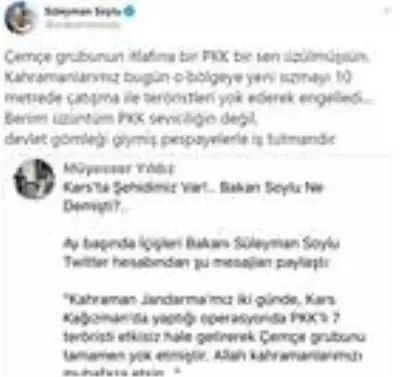 İçişleri Bakanı Soylu'dan Müyesser Yıldız'a tepki İçişleri Bakanı Soylu'dan Müyesser Yıldız'a tepki