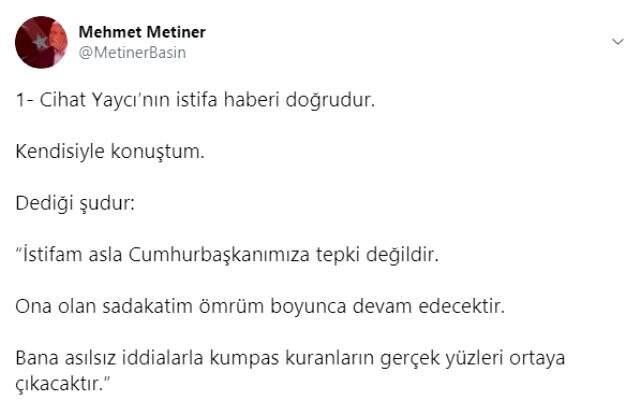 İstifa eden Tümamiral Cihat Yaycı: İstifam Cumhurbaşkanımıza tepki değildir İstifa eden Tümamiral Cihat Yaycı: İstifam Cumhurbaşkanımıza tepki değildir