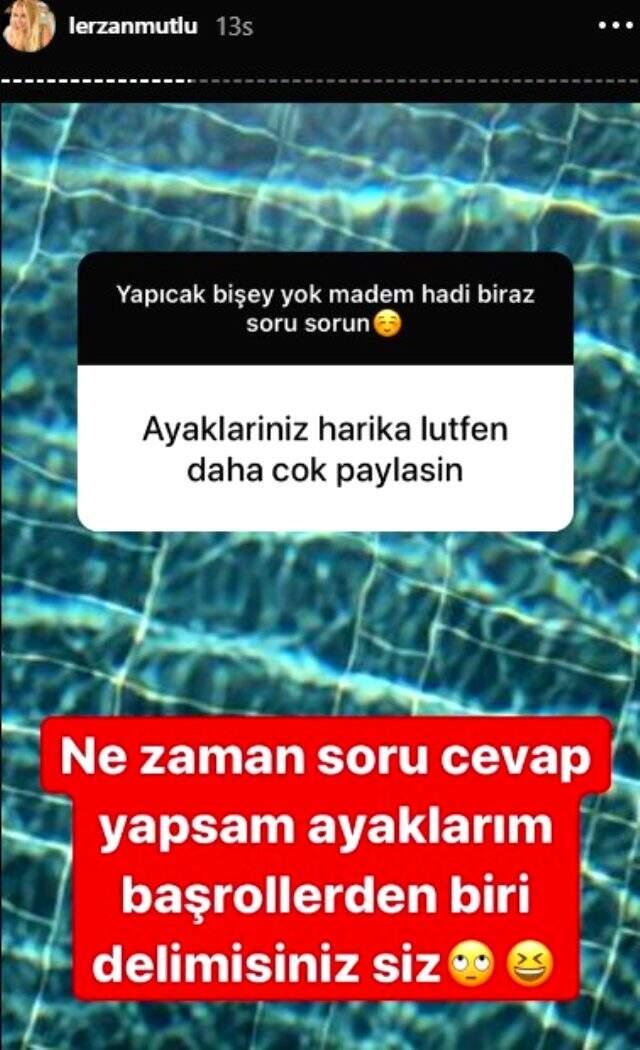 Lerzan Mutlu, ayaklarını görmek için para teklif eden takipçisine sert çıktı Lerzan Mutlu, ayaklarını görmek için para teklif eden takipçisine sert çıktı
