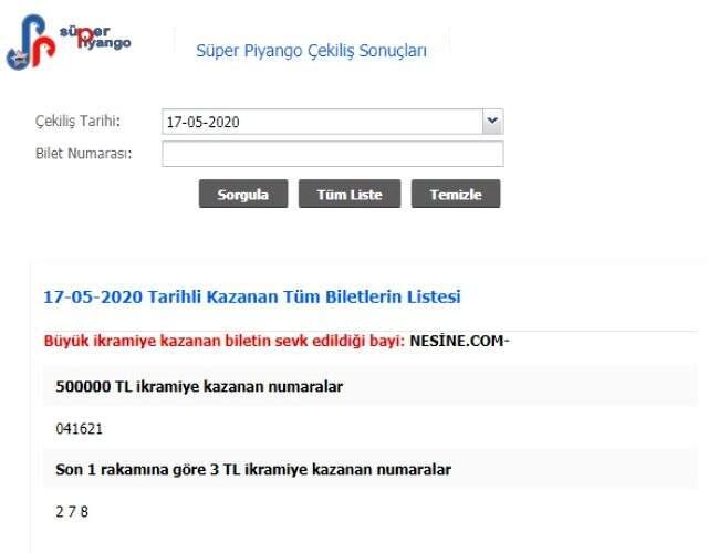 Süper Piyango sonuçları MPİ tarafından açıklandı! 17 Mayıs Pazar Süper Piyango çekilişi Süper Piyango sonuçları MPİ tarafından açıklandı! 17 Mayıs Pazar Süper Piyango çekilişi