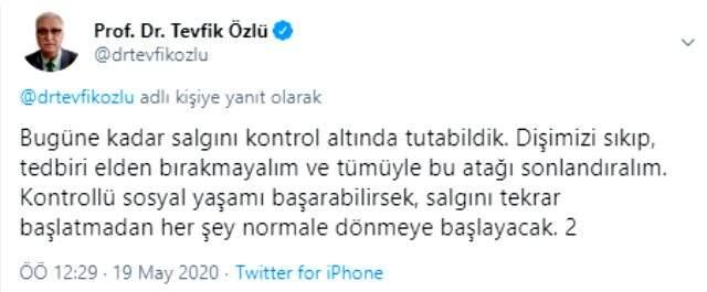 Bilim Kurulu Üyesi Prof. Dr. Tevfik Özlü, kontrollü sosyal yaşamın 5 kuralını paylaştı