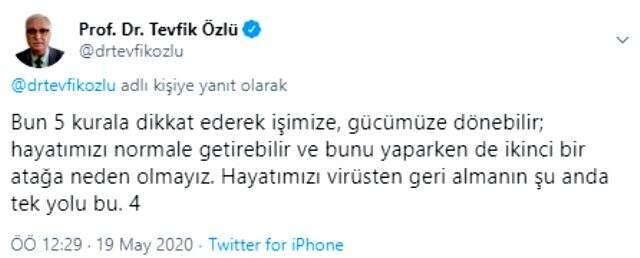 Bilim Kurulu Üyesi Prof. Dr. Tevfik Özlü, kontrollü sosyal yaşamın 5 kuralını paylaştı