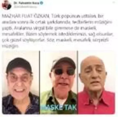 Bakan Koca'dan MFÖ'ye 'Maske Tak' teşekkürü Bakan Koca'dan MFÖ'ye 'Maske Tak' teşekkürü