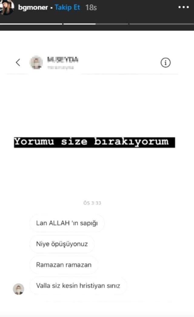 Begüm Öner, eşiyle öpüştüğü videoyu paylaştığı için kendisini eleştiren kadın takipçisini ifşa etti Begüm Öner, eşiyle öpüştüğü videoyu paylaştığı için kendisini eleştiren kadın takipçisini ifşa etti