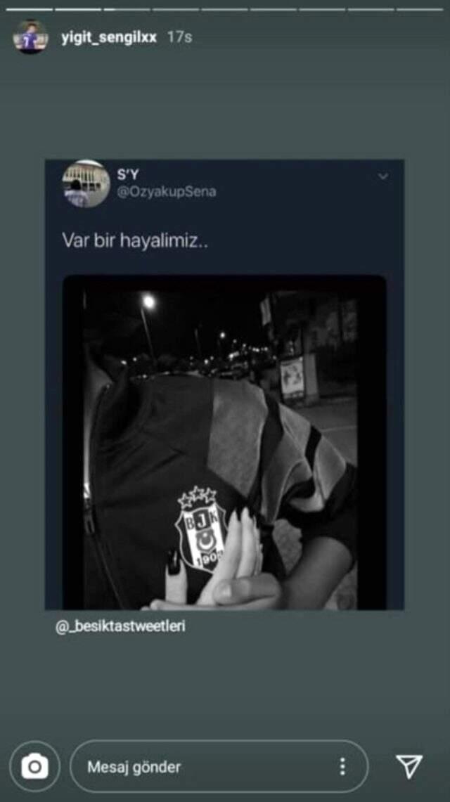 Beşiktaş, yaptığı paylaşım nedeniyle Bursaspor'dan gönderilen Yiğit Şengil'i antrenmana davet etti Beşiktaş, yaptığı paylaşım nedeniyle Bursaspor'dan gönderilen Yiğit Şengil'i antrenmana davet etti