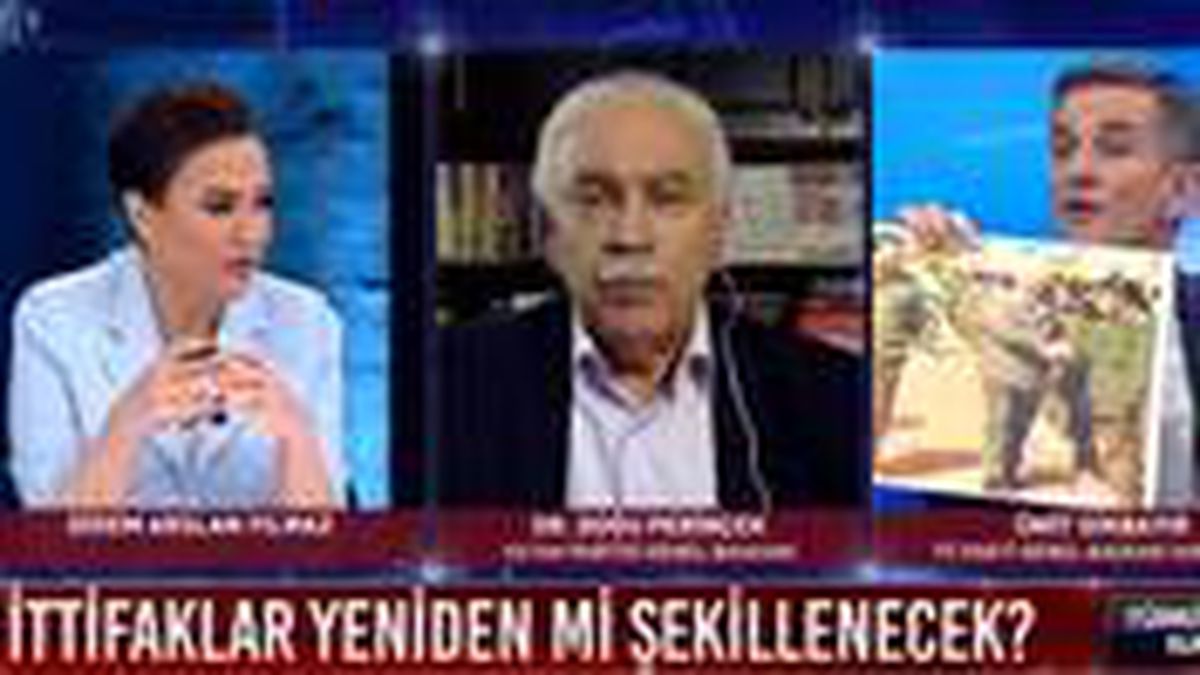 Canlı yayında Perinçek'in gözlerinin içine bakarak Öcalan'la çekilen fotoğraflarını gösterdi