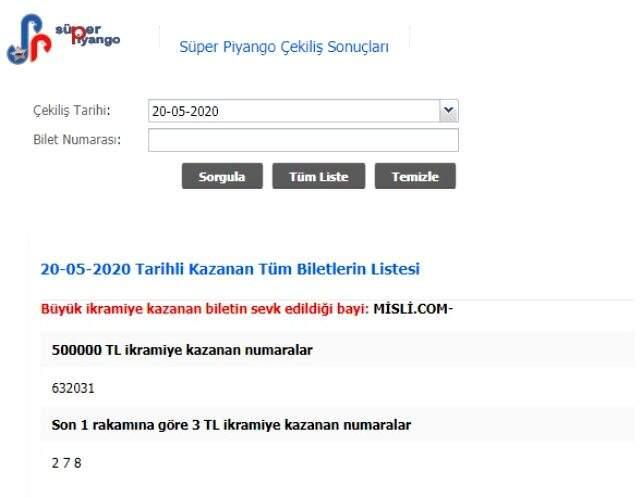 Süper Piyango sonuçları MPİ tarafından açıklandı! 20 Mayıs Çarşamba Süper Piyango çekilişi Süper Piyango sonuçları MPİ tarafından açıklandı! 20 Mayıs Çarşamba Süper Piyango çekilişi