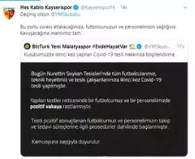 Kayserispor'dan Malatyaspor'a geçmiş olsun mesajı Kayserispor'dan Malatyaspor'a geçmiş olsun mesajı