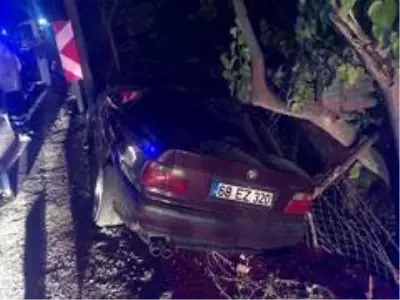 Kontrolden çıkan araç şarampole devrildi