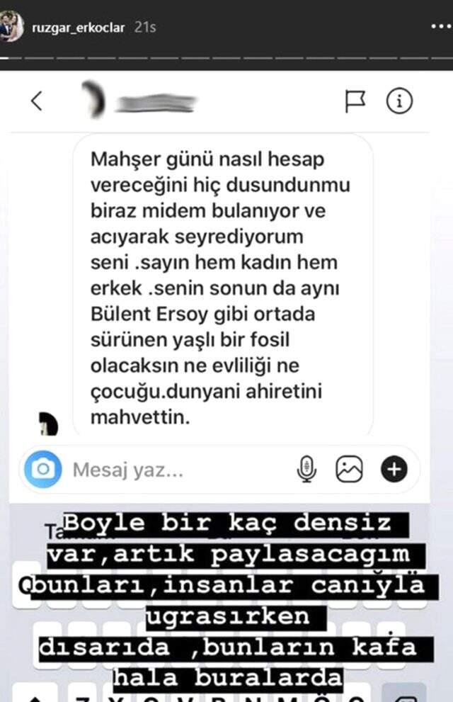 Rüzgar Erkoçlar, cinsiyet değiştirdiği için kendisini eleştiren takipçisini ifşa etti Rüzgar Erkoçlar, cinsiyet değiştirdiği için kendisini eleştiren takipçisini ifşa etti