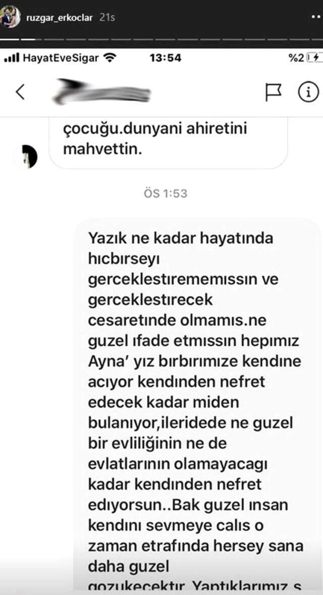 Rüzgar Erkoçlar, cinsiyet değiştirdiği için kendisini eleştiren takipçisini ifşa etti Rüzgar Erkoçlar, cinsiyet değiştirdiği için kendisini eleştiren takipçisini ifşa etti
