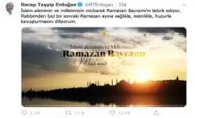 Cumhurbaşkanı Erdoğan'dan bayram paylaşımı