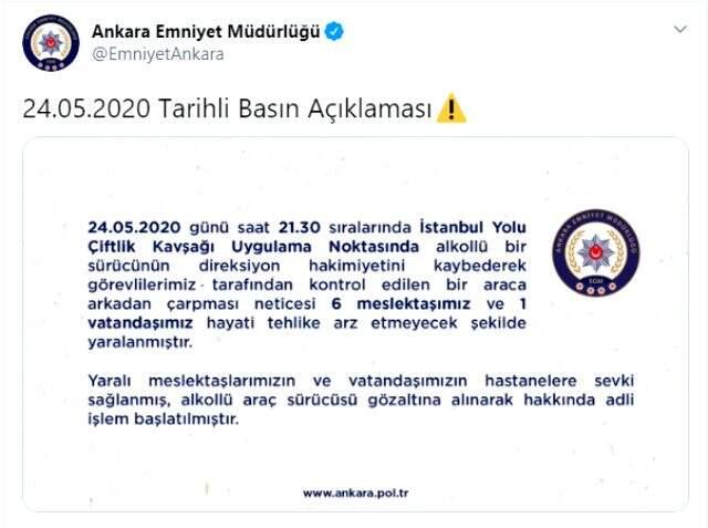 Son Dakika: Ankara'da bir araç polis noktasına daldı: 6 polis yaralı