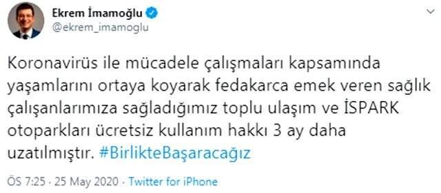 Sağlık çalışanları, toplu ulaşım ve İSPARK'tan 3 ay daha ücretsiz yararlanabilecek Sağlık çalışanları, toplu ulaşım ve İSPARK'tan 3 ay daha ücretsiz yararlanabilecek