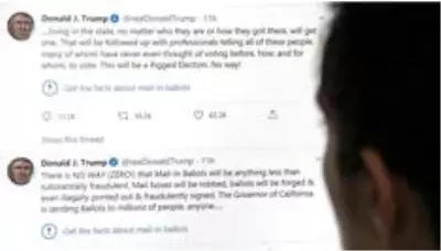 Twitter ilk kez Trump'ın bir mesajına 'Bilgiyi doğrula' uyarısı koydu Twitter ilk kez Trump'ın bir mesajına 'Bilgiyi doğrula' uyarısı koydu