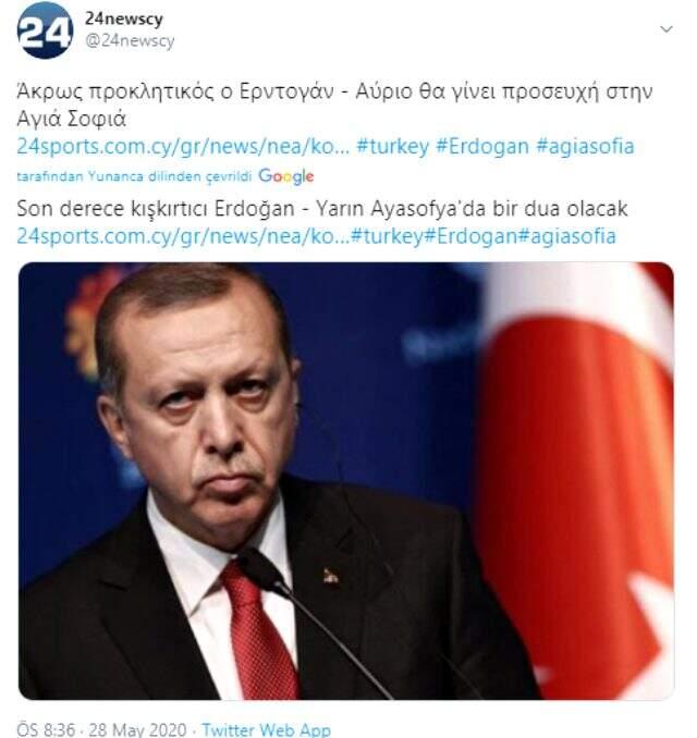 Cumhurbaşkanı Erdoğan'ın Ayasofya mesajı Yunan basınında ses getirdi Cumhurbaşkanı Erdoğan'ın Ayasofya mesajı Yunan basınında ses getirdi