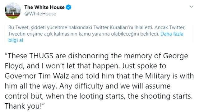 Twitter, Donald Trump'ın ardından Beyaz Saray'ın tweetini de engelledi Twitter, Donald Trump'ın ardından Beyaz Saray'ın tweetini de engelledi