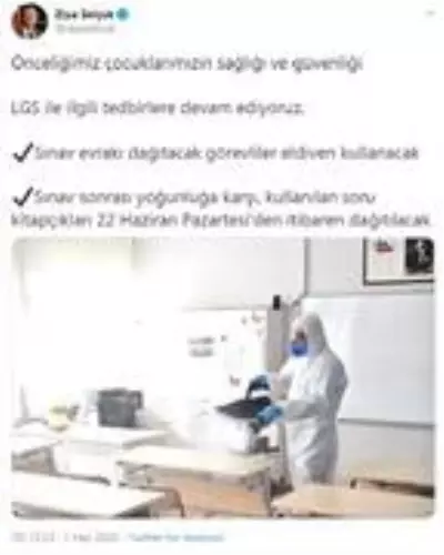 Bakan Selçuk: LGS'de soru kitapçıkları cerrahi eldiven kullanılarak dağıtılacak Bakan Selçuk: LGS'de soru kitapçıkları cerrahi eldiven kullanılarak dağıtılacak