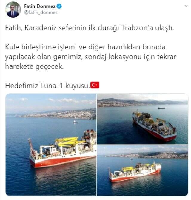 Fatih Sondaj Gemisi, Karadeniz'deki ilk durağı olan Trabzon'a ulaştı Fatih Sondaj Gemisi, Karadeniz'deki ilk durağı olan Trabzon'a ulaştı