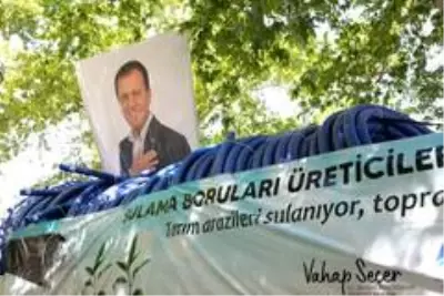 Mersin'de üreticilere 60 kilometre sulama borusu desteği Mersin'de üreticilere 60 kilometre sulama borusu desteği