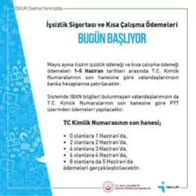 Mayıs ayı işsizlik ödeneği ve kısa çalışma ödeneği ödemeleri 1-5 Haziran'da Mayıs ayı işsizlik ödeneği ve kısa çalışma ödeneği ödemeleri 1-5 Haziran'da