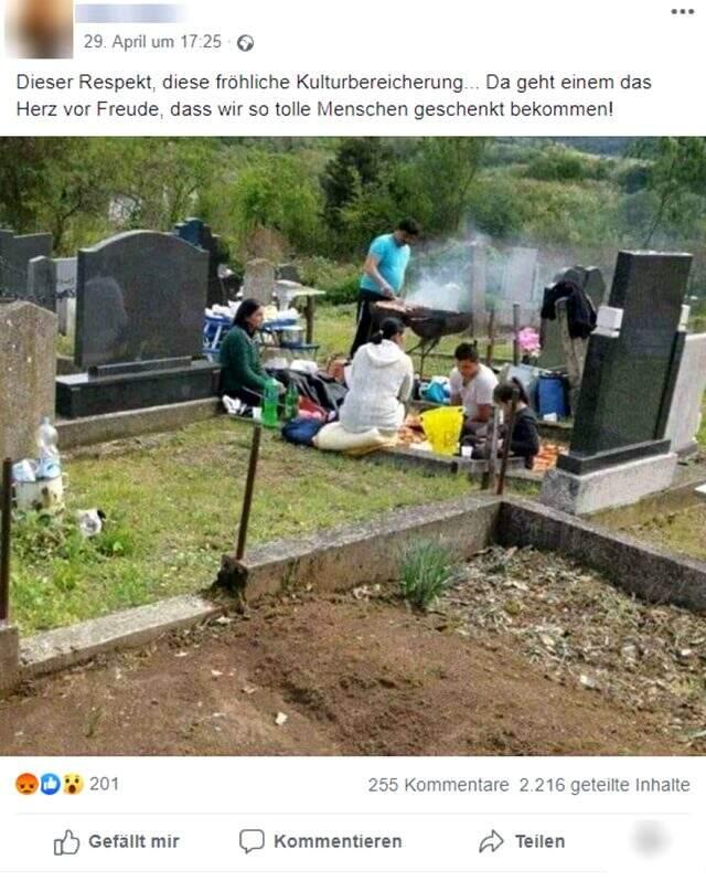 Mezarlıkta çekilen mangal fotoğrafıyla Almanya'da yaşayan Türkleri hedef gösterdiler