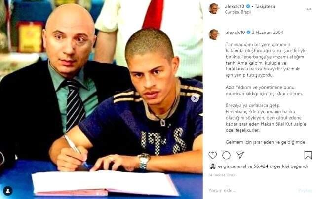 Alex, Fenerbahçe'ye imza attığı günün yıl dönümüyle ilgili paylaşımda bulundu Alex, Fenerbahçe'ye imza attığı günün yıl dönümüyle ilgili paylaşımda bulundu
