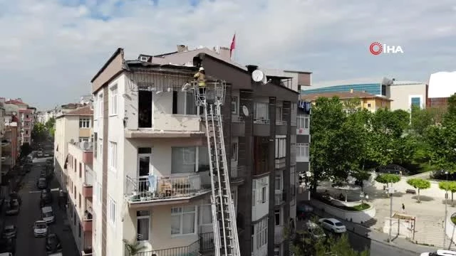 istanbul drone gungoren de binanin teras duvari yikildi sans eseri olen ya da yaralanan olmadi