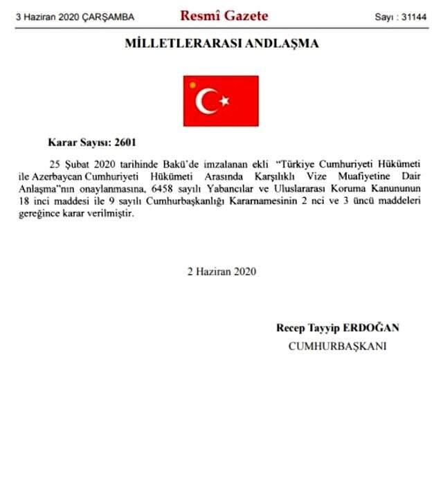 Türkiye ile Azerbaycan arasındaki vizeler karşılıklı olarak kaldırıldı Türkiye ile Azerbaycan arasındaki vizeler karşılıklı olarak kaldırıldı