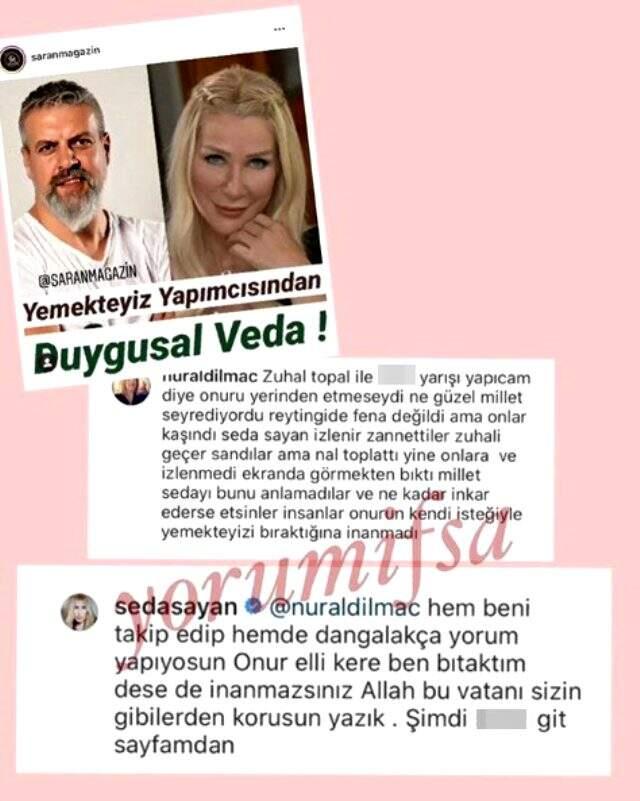 Yemekteyiz programını bırakan Seda Sayan, kendisini eleştiren takipçisine küfürle karşılık verdi Yemekteyiz programını bırakan Seda Sayan, kendisini eleştiren takipçisine küfürle karşılık verdi